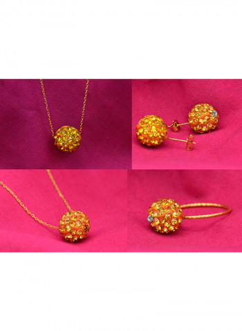 10 Karat Solid Yellow Gold Simple 10 mm Crystal Ball Jewellery Set