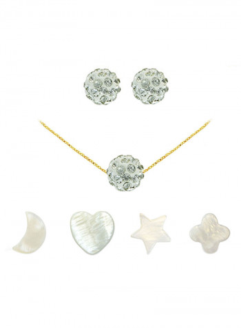 18 Karat Solid Yellow Gold Crystal Ball With 4 Piece Charm Jewellery Set