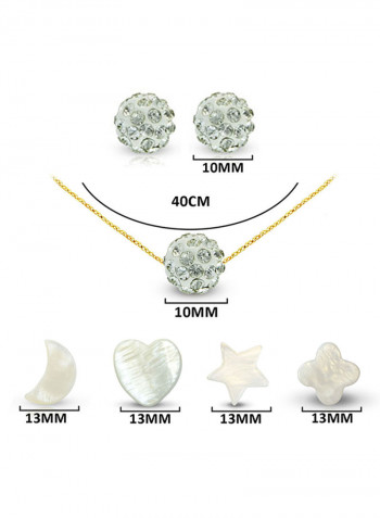 18 Karat Solid Yellow Gold Crystal Ball With 4 Piece Charm Jewellery Set
