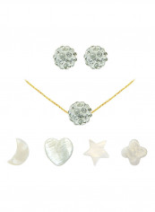 18 Karat Solid Yellow Gold Crystal Ball With 4 Piece Charm Jewellery Set