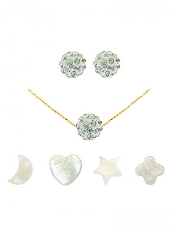 18 Karat Solid Yellow Gold Crystal Ball With 4 Piece Charm Jewellery Set
