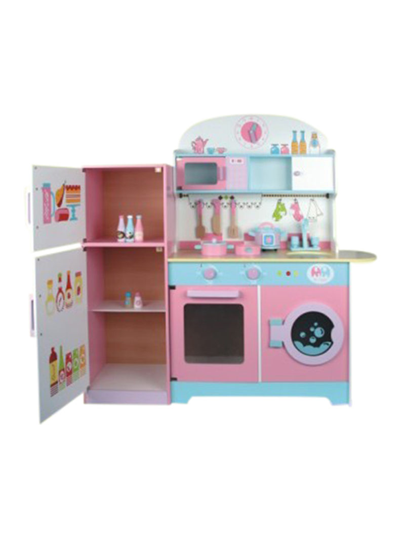 Wooden Kitchen Toy Set With Refrigerator 96x49x90cm