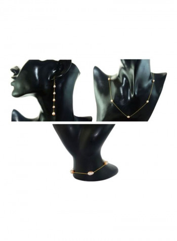 4-Piece 10 Karat Gold Pearls Jewellery Set
