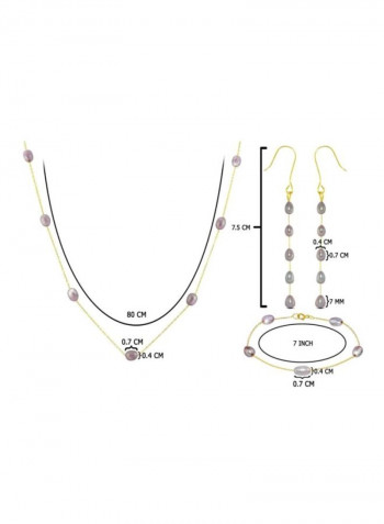 4-Piece 10 Karat Gold Pearls Jewellery Set