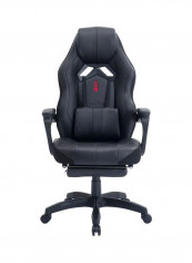 Gaming Chair Racing Style With Retractable Footrest Black 130x66x16cm