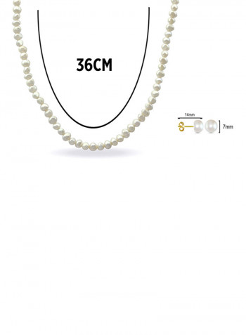 Set of 2 Pearl Beads Necklace and Earrings