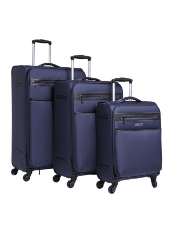 Diamond Softside 3 Piece Luggage Trolley Set Navy