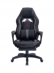 Gaming Chair Racing Style With Retractable Footrest Grey/Black 130x66x16cm