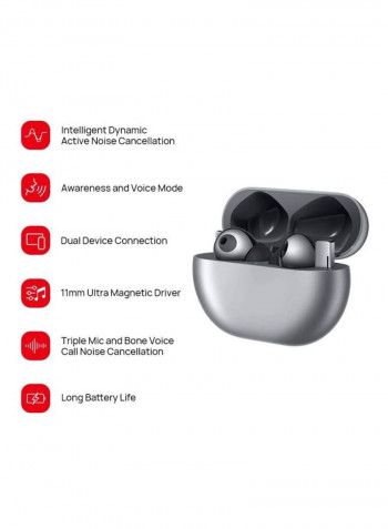 FreeBuds Pro Wireless In-Ear Earbuds With Charging Case Silver Frost