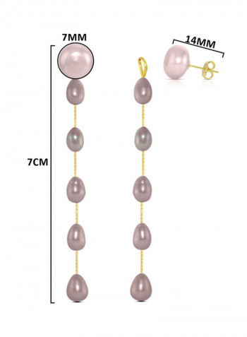 18 Karat Gold Pearl Studded Drop Earrings