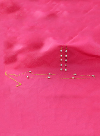 10 Karat Gold Pearls 2 Piece Jewellery Set