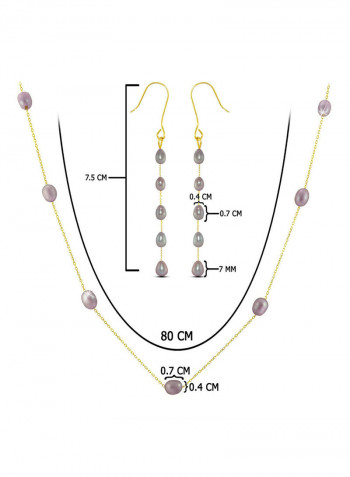 10 Karat Gold Pearls 2 Piece Jewellery Set