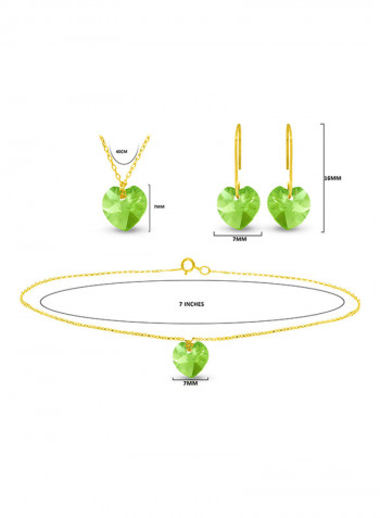 10 Karat Solid Yellow Gold 7 mm Peridot Jewellery Set