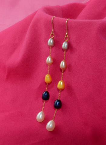 18 Karat Gold Pearls Opera Drop Earrings