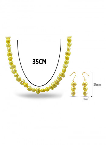 18 Karat Yellow Gold Pearls Strand Jewellery Set