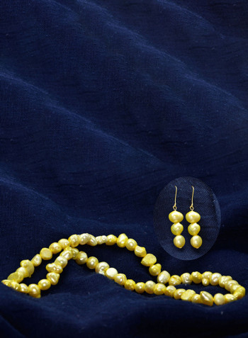 18 Karat Yellow Gold Pearls Strand Jewellery Set