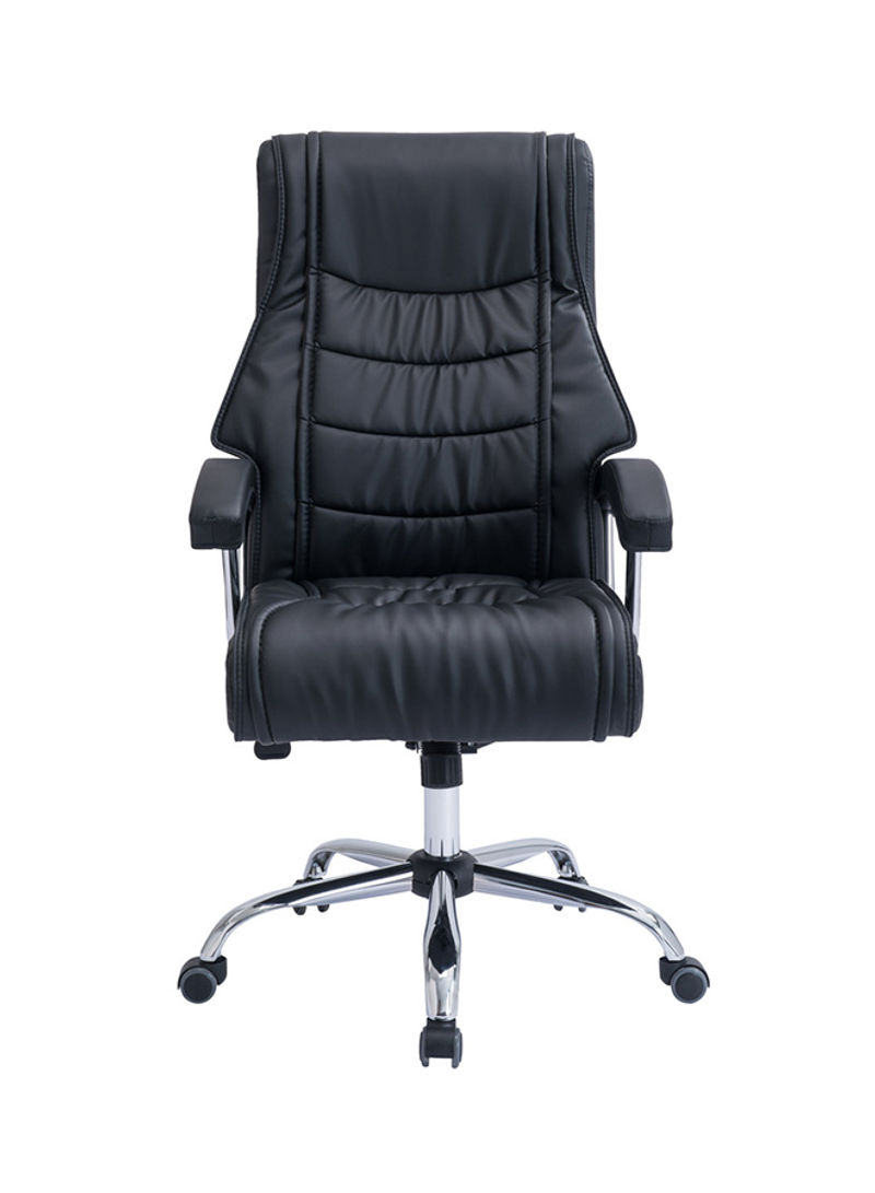 High Back Executive Office Chair Ergonomic Design Soft Padded Seat PU Leather Black 84x63x64cm