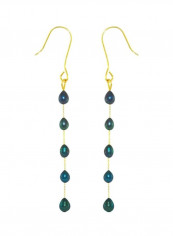 18K Gold Black Pearls Opera Drop Earrings