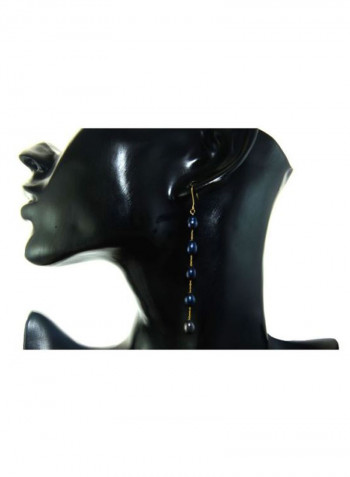 18K Gold Black Pearls Opera Drop Earrings