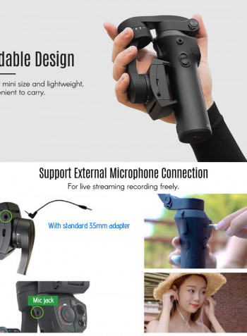 Handheld 3-Axis Smartphone Wireless Gimbal Stabilizer Support Black