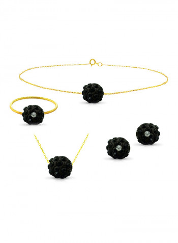 10 Karat Solid Yellow Gold Simple 10 mm Crystal Ball Jewellery Set