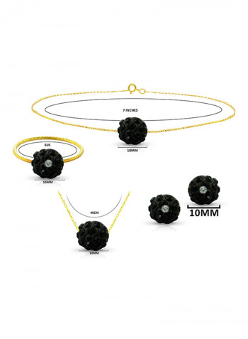 10 Karat Solid Yellow Gold Simple 10 mm Crystal Ball Jewellery Set