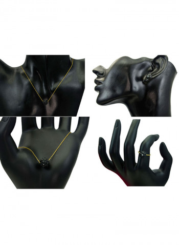10 Karat Solid Yellow Gold Simple 10 mm Crystal Ball Jewellery Set