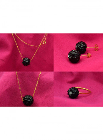 10 Karat Solid Yellow Gold Simple 10 mm Crystal Ball Jewellery Set