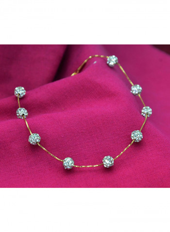 18 Karat Solid Gold 4 mm Crystal Ball Bracelet