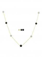 3-Piece 18 Karat Gold Crystal Ball And Pearl Jewellery Set