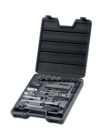 52-Piece Metric Drive Socket Set Black/Silver