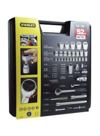 52-Piece Metric Drive Socket Set Black/Silver