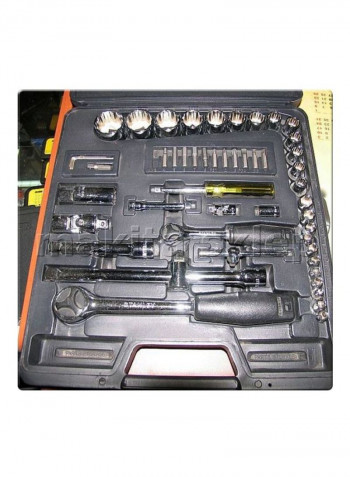 52-Piece Metric Drive Socket Set Black/Silver