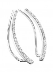 925 Sterling Silver 0.22 Ct Round Cut White Diamond Climber Earrings