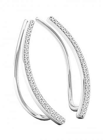 925 Sterling Silver 0.22 Ct Round Cut White Diamond Climber Earrings