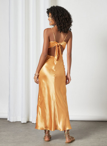 Back Tie Slip Dress Yellow