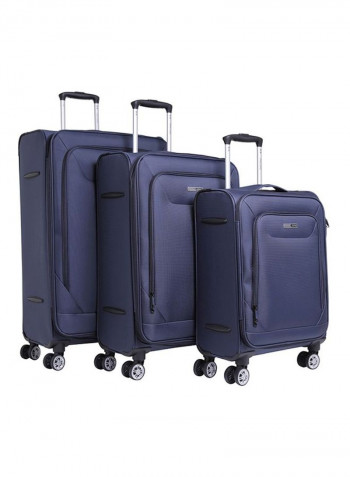 Softside 3 Piece Luggage Trolley Set Navy