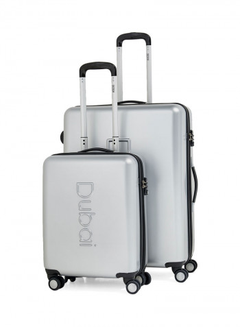 2-Piece Trolley Luggage Set Silver
