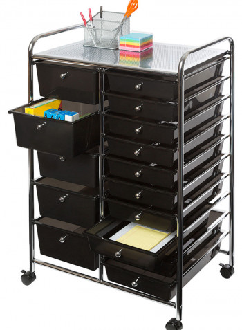 10-Drawer Organizer Cart Black