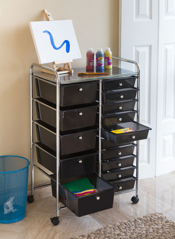 10-Drawer Organizer Cart Black