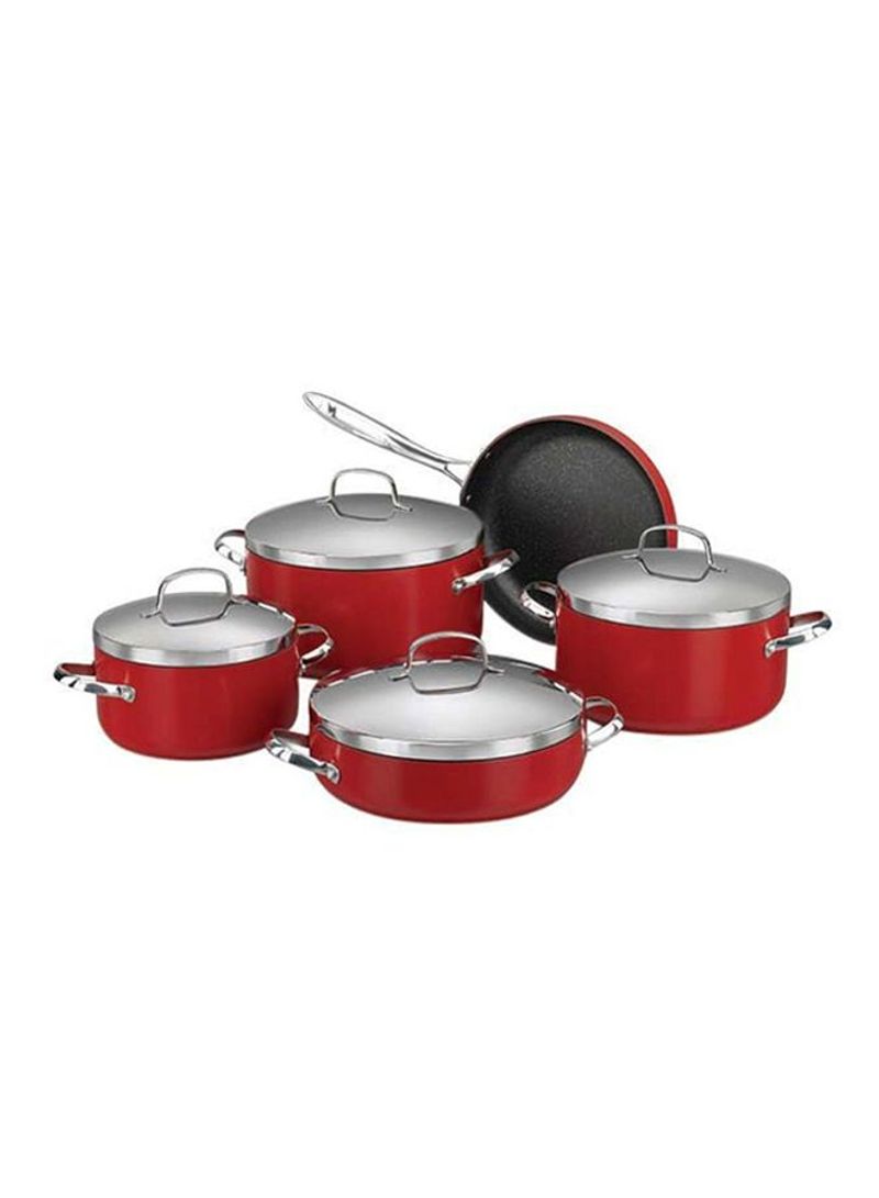 9- Piece Zeta Plus Cookware Set Red/Silver/Black