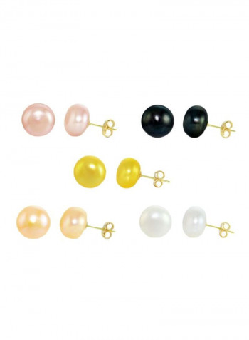 Pair Of 5 18 Karat Gold Pearl Earrings