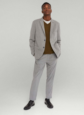 Plain Business Blazer Medium Grey