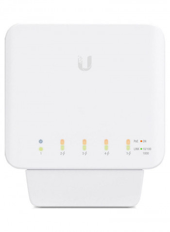 Ubiquiti UniFi Switch Flex5 x GBIT Ethernet Ports, 4 x PoE Ports, 1 x PoE++ Port, Works Indoors and Outdoors, Flexible Mounting Options, Magnetic Backing Connection Speed, Duplex Mode - All OS - White White