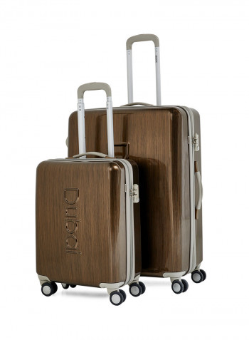 2-Piece Trolley Luggage Set Brown