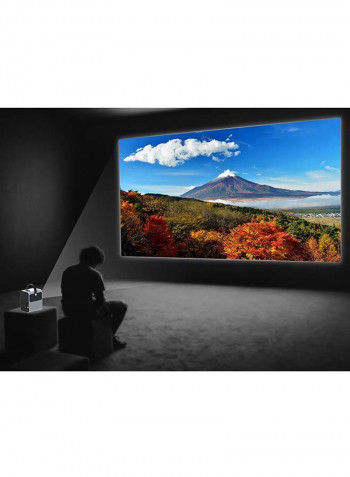 Portable LED Projector 1080P 3300 Lumens 5W Speaker with 100-Inch Projector Screen PROJ-WO-18-W_SCR-03 White