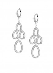 925 Sterling Silver Crystal Studded Chandelier Drop Earrings