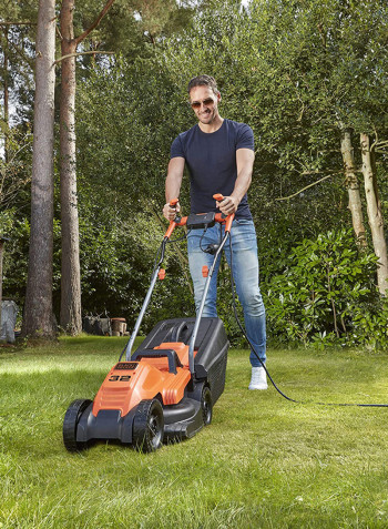1200W Lawnmower & Lawn Mower With Bike Handle for Lawn And Garden BEMW451BH-GB Orange/Black
