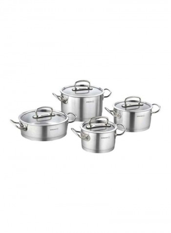 8-Piece Proline Cookware Set Silver 3x Casserole (2, 4, 6.3), 1x Low Casserole - 3.4L
