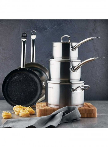 8-Piece Proline Cookware Set Silver 3x Casserole (2, 4, 6.3), 1x Low Casserole - 3.4L